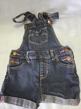 Jordache Dark Blue Denim Overalls with Pink Stitching